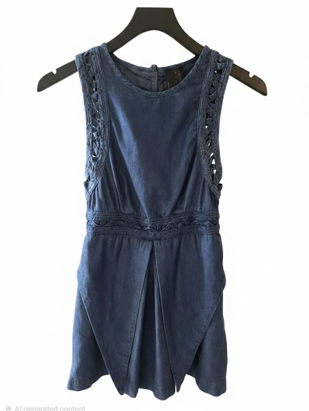 Free People Indigo Denim Mini Dress with Braided Side Detail